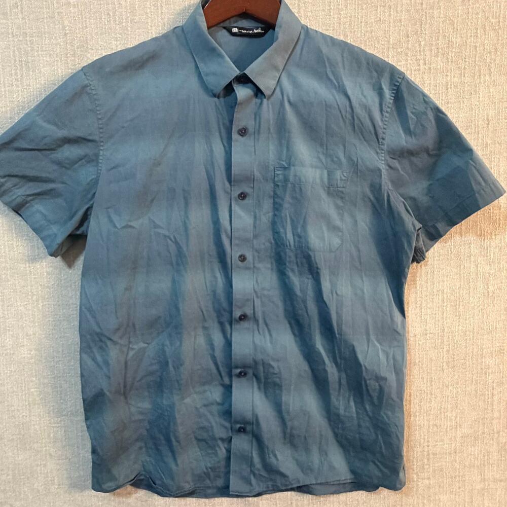Travis Mathew Short Sleeve Button up Mens L Blue Performance